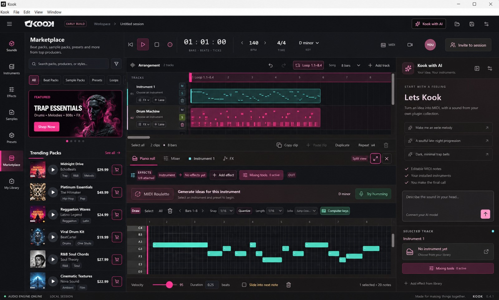 The KOOK marketplace inside the music studio